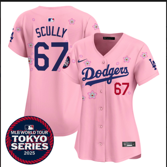 Women Los Angeles Dodgers 67 Scully Tokyo Series 2025 pink Limited Stitched Jersey